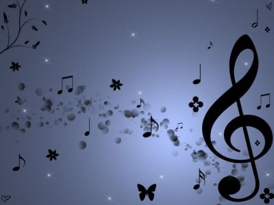 Musikalische Noten und Blumen
