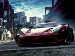 Rotes Sportauto in Urbaner Umgebung