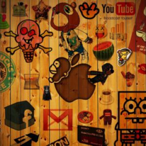 Bunte Markenlogos und Icons