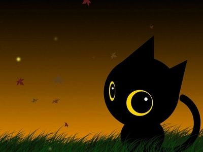 Niedliche Schwarze Katzenillustration