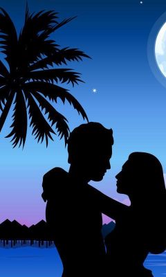 Romantische Silhouette bei Sonnenuntergang