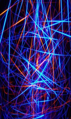 Lebendige Blau- und Orangemuster aus Licht