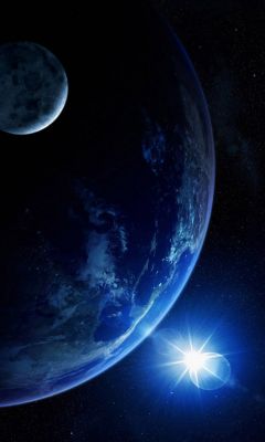 Erde und Mond im Weltraum