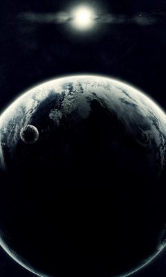 Erde und Mond im Weltraum