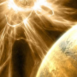 Sonnenausbruch und Erde