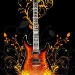 E-Gitarre mit Floralem Design