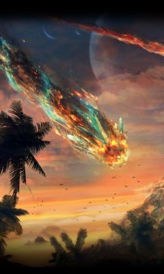 Feuriger Meteor über Tropischem Paradies