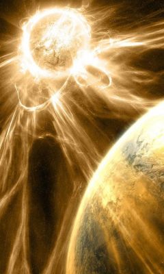 Sonnenausbruch und Erde