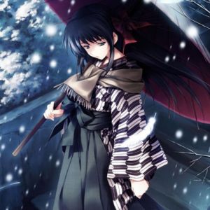 Winterfantasie Mädchen mit Regenschirm