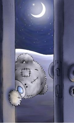 Süßer Teddybär bei Nacht