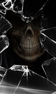 Schädel Hinter Zerbrochenem Glas