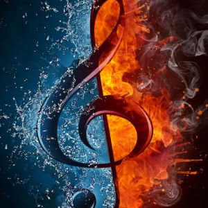 Musiknote Feuer und Wasser