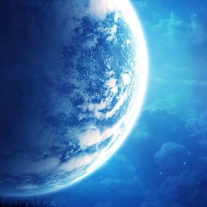 Blauer Planet im Weltraum