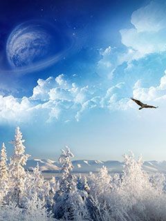Winterlandschaft mit Planet
