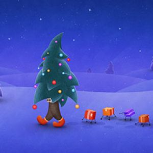 Verspielte Weihnachtsbaum-Illustration