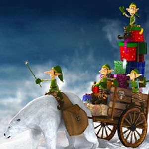 Weihnachts-Elfen mit Eisbär
