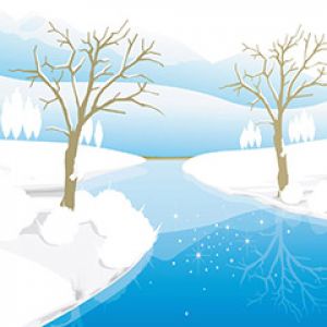 Winterlandschaft mit Fluss