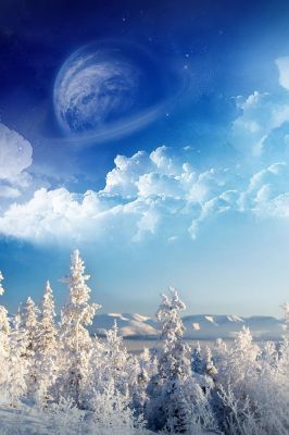 Winterlandschaft mit Planet