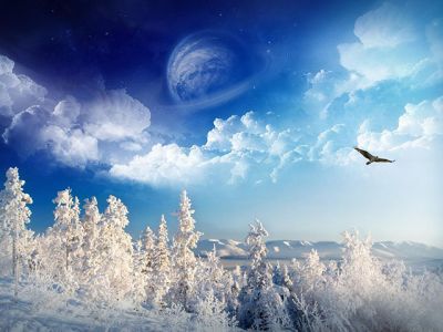 Winterlandschaft mit Kosmischem Blick