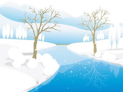 Winterlandschaft mit Fluss