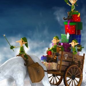 Weihnachts-Elfen mit Geschenken