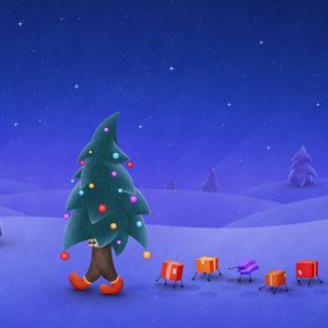 Niedliche Weihnachtsbaum-Abenteuer