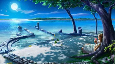Ruhige Nacht am Wasser