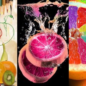 Bunte Obst-Splash-Kunst