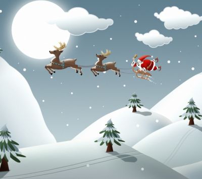 Weihnachtsmann und Rentiere
