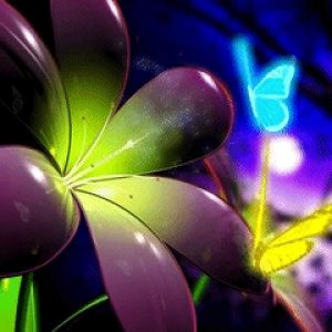 Lebendige Blume und Schmetterling