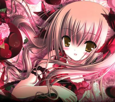 Anime Mädchen mit Rosen