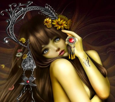 Fesselnde Fantasie Mädchen Kunst
