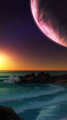 Beeindruckender Weltraum Sonnenuntergang