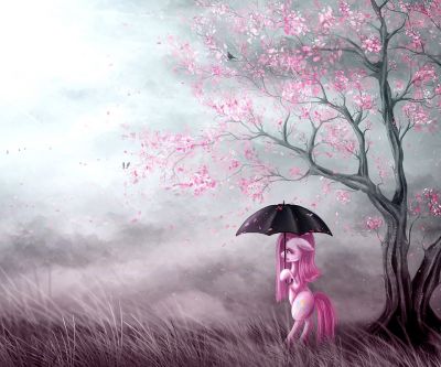Fantastisches Pony Unter dem Kirschbaum