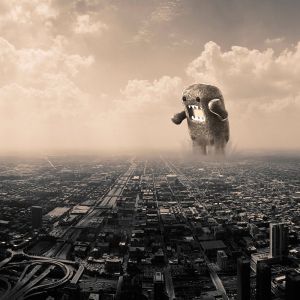 Riesiges Monster Über Der Stadt