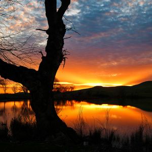 Beeindruckende Reflexion des Sonnenuntergangs