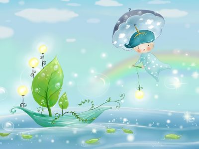Zauberhaftes Kind mit Regenschirm