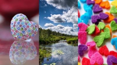 Bunte Herzdekorationen