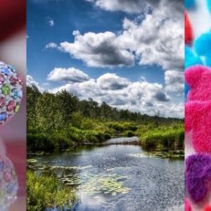Bunte Herzdekorationen