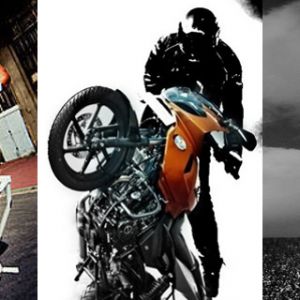 Motorrad-Stunts und Fahrer