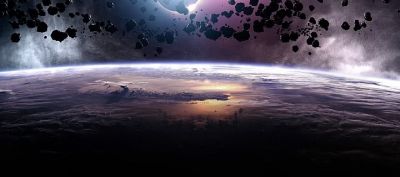 Asteroidengürtel über der Erde