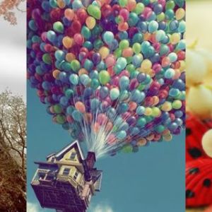 Eiffelturm, Ballons und Blumen
