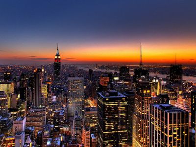 New Yorker Skyline bei Sonnenuntergang