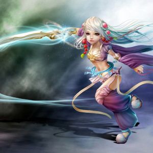 Fantastische Figur mit Schwert