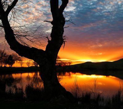 Beeindruckende Reflexion des Sonnenuntergangs