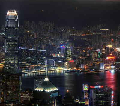 Nachtskyline von Hongkong