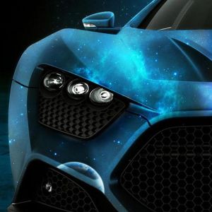 Kosmisches Blaues Sportauto