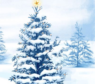 Verschneiter Weihnachtsbaum