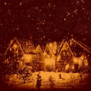Gemütliche Weihnachtskabine im Schnee