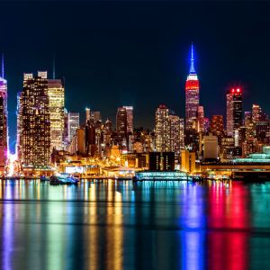 New Yorker Skyline bei Nacht
